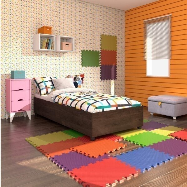 Conjunto Cama Solteiro E Mesa De Cabeceira 3 Gavetas Virginia