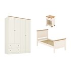 Conjunto Cama Solteiro, Guarda-roupa 4 Portas E 1 Mesa De Cab