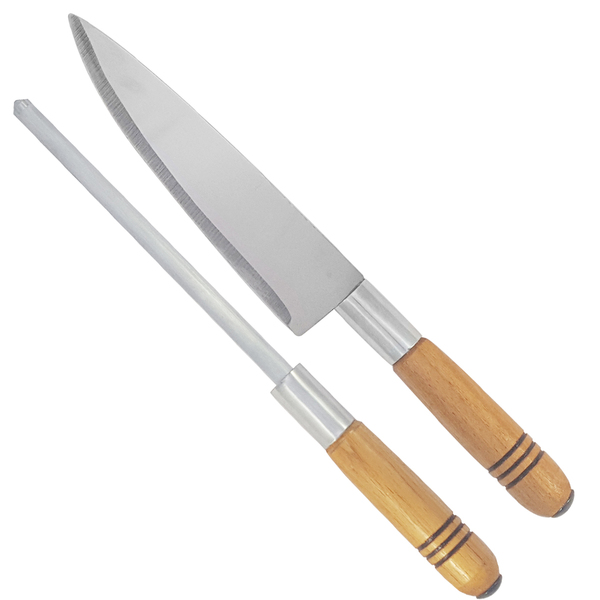 Conjunto Campeiro Para Churrasco Faca E Chaira Aço Inox