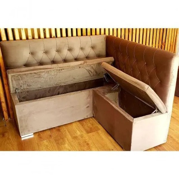 Conjunto Canto Alemão Baú Encosto Captone   Suede (1,20x1,50)