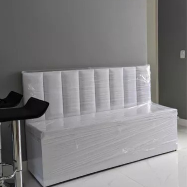 Conjunto Canto Alemão Baú Encosto Ripado Corino 150x45cm Bran