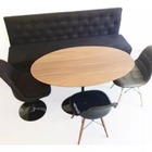 Conjunto Canto Alemão Baú Encosto Ripado Suede 150x45cm Areia