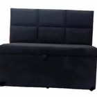 Conjunto Canto Alemão Baú Encosto Ripado Suede 150x45cm Cinza