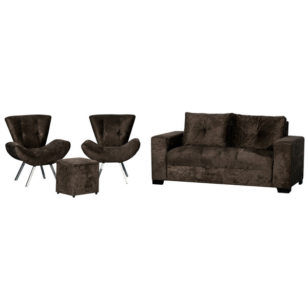 Conjunto Capri Sofa 3 Lugares 2 Poltronas Riad E Puff Finezzi