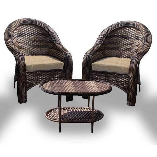 Conjunto Caribe - 2 Poltronas + Mesa Oval - Duna Deserto