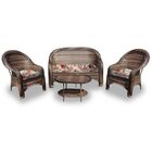 Conjunto Caribe 2 Poltronas + Sofá + Mesa Oval - Gamboa Bege