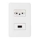 Conjunto Carregador USB 2.1A + Tomada 2P+T 10A 250V com Placa e Suporte Simon 19