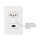 Conjunto Carregador USB 2.1A + Tomada 2P+T 10A 250V com Placa e Suporte Simon 19