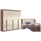 Conjunto Casal Guarda Roupa E Cabeceira Chicago Jatobá Areia