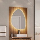 Conjunto Cecília Com Pés  78cm  Painel Ripado E Espelho Led E