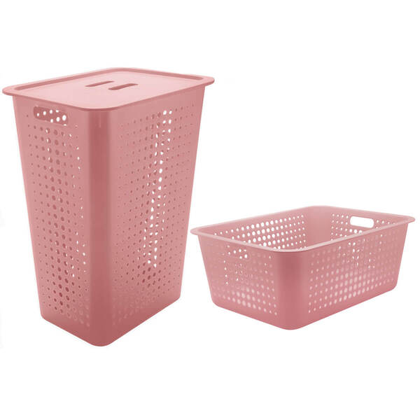 Conjunto Cesto Organizador Para Roupas Com Tampa E Caixa Orga