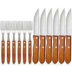 Conjunto Churrasco Garfos E Facas 12 Peças Madeira Mor