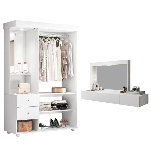 Conjunto Closet E Penteadeira Anna Branco Fosco Liso