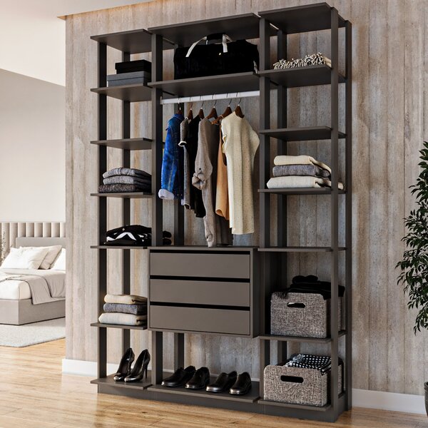 Conjunto Closet Guarda Roupa 5 Prat. 3 Gav. 1 Cab 1520x2200x4