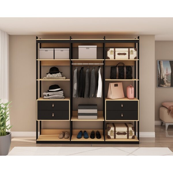 Conjunto Closet Industrial 3 Modulado Com 1 Cabideiro E 4 Gav
