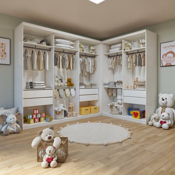 Conjunto Closet Infantil Sem Portas 2 Módulos 6 Gavetas Valen