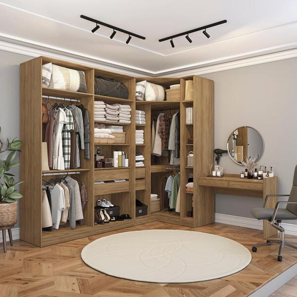 Conjunto Closet Kappesberg Adapt Nogueira 4 Peças 263cm X 235