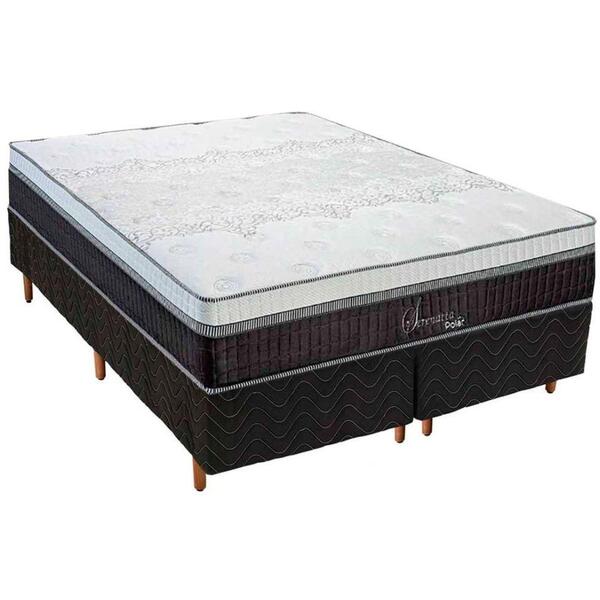 Conjunto Colchão Box Queen Molas Ensacadas Serenatta Polar