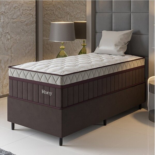 Conjunto Colchão Mola Ensacada E Base Box Solteiro 70x88x188c