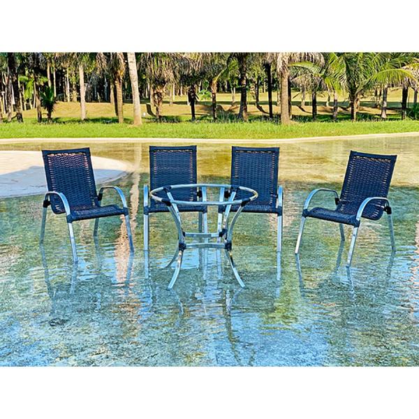 Conjunto Colombia Mesa E 4 Cadeiras De Area Aluminio Piscina Praia Fibra Varanda Edicula Leroy Merlin