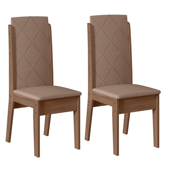Conjunto Com 02 Cadeiras De Jantar Luanda Amêndoa 73b