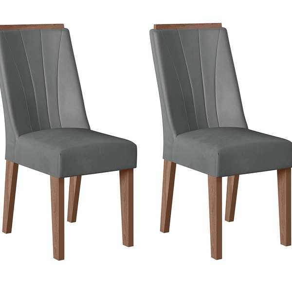 Conjunto Com 02 Cadeiras De Jantar Polônia Amêndoa 03a