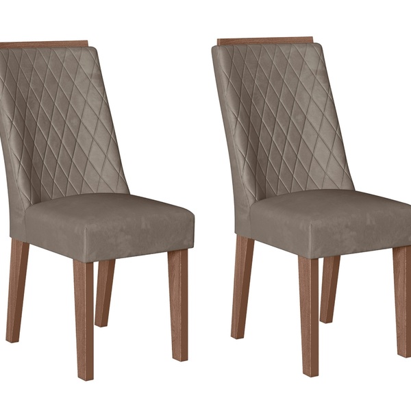 Conjunto Com 02 Cadeiras De Jantar Romênia Amêndoa 01a