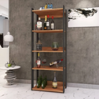 Conjunto Com 02 Estantes Estilo Industrial De Madeira Luxo