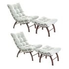 Conjunto Com 02 Poltronas E 02 Puffs Costela Aramada Aço Cort