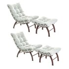 Conjunto Com 02 Poltronas E 02 Puffs Costela Aramada Aço Cort