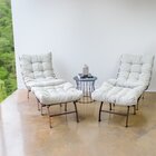 Conjunto Com 02 Poltronas E 02 Puffs Costela Aramada Aço Cort