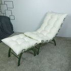 Conjunto Com 02 Poltronas E 02 Puffs Costela Verde Oliva/bege