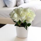 Conjunto Com 18 Hastes De Rosas Brancas Artificial No Estilo