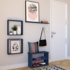 Conjunto Com 1 Banco, 1 Prateleira E 2 Nichos Pullen  Azul