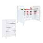 Conjunto Com 1 Berço 1 Cômoda 4 Gavetas Ariel  Branco