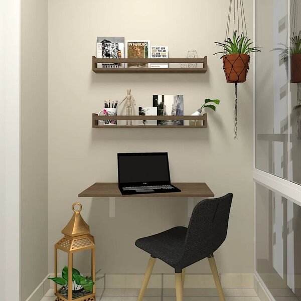 Conjunto Com 1 Escrivaninha Suspensa E 2 Prateleiras 100cm Am