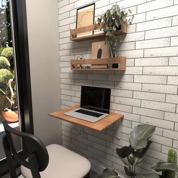 Conjunto Com 1 Escrivaninha Suspensa E 2 Prateleiras 60cm Car