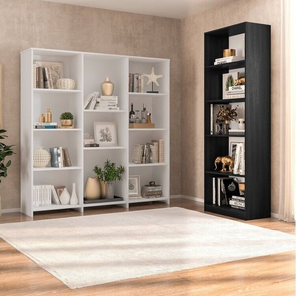 Conjunto Com 1 Estante Livreiro 11 Nichos Odelia E 1 Estante