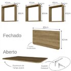 Conjunto Com 1 Mesa Dobrável 80cm E 3 Nichos  Carvalho Mel