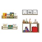 Conjunto Com 1 Nicho E 3 Prateleiras Trini  Carvalho Mel