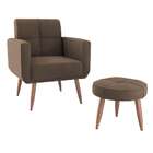 Conjunto Com 1 Poltrona E 1 Puff Havana Marrom