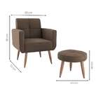 Conjunto Com 1 Poltrona E 1 Puff Havana Marrom