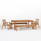 Conjunto Com 2 Bancos, 2 Cadeiras Com Braço E 1 Mesa 180cm Tr