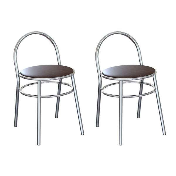 Conjunto Com 2 Bancos Ader Cromado E Tabaco