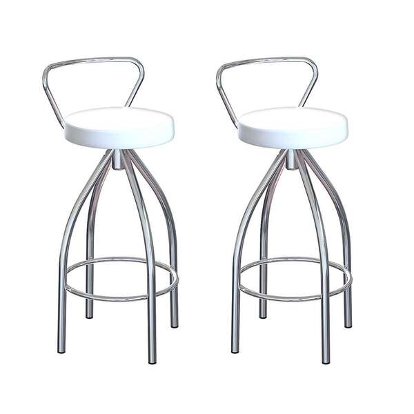 Conjunto Com 2 Banquetas Artois Cromado E Branco