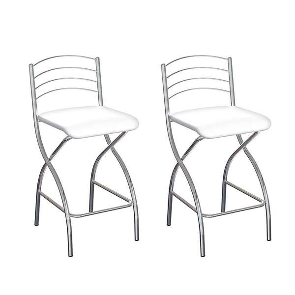 Conjunto Com 2 Banquetas Del Cromado E Branco