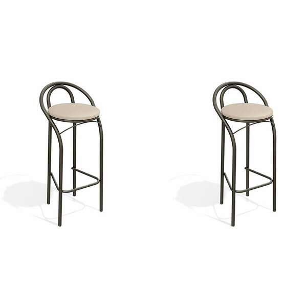 Conjunto Com 2 Banquetas Dublin Bronze E Nude