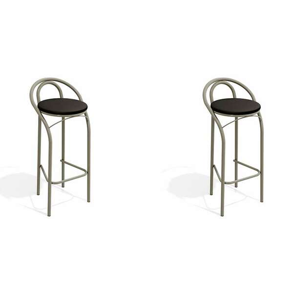 Conjunto Com 2 Banquetas Dublin Nickel E Preto