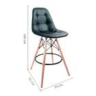 Conjunto Com 2 Banquetas Eames Botonãª Pretas - Base Madeira