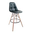 Conjunto Com 2 Banquetas Eames Botonãª Pretas - Base Madeira